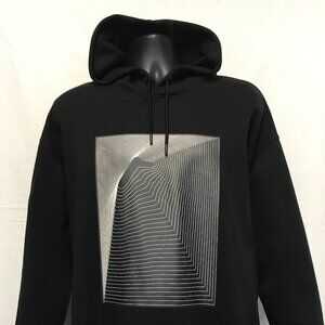 H&M Mens Medium Black Graphic Sweatshirt Hoodie M Minimalist Modern EUC